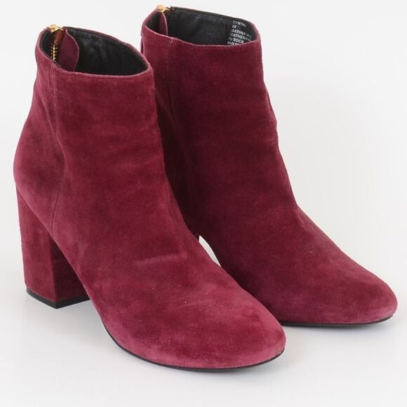 Steve Madden Cynthia Women's 9M Kid Suede Block Heel Ankle Back Zip Bootie - Picture 4 of 6